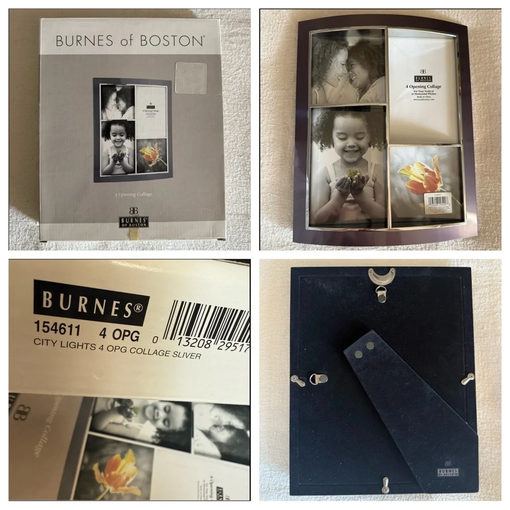 Burnes of Boston Elegant 4 Photo Collage Frame with Rounded 1” Profile